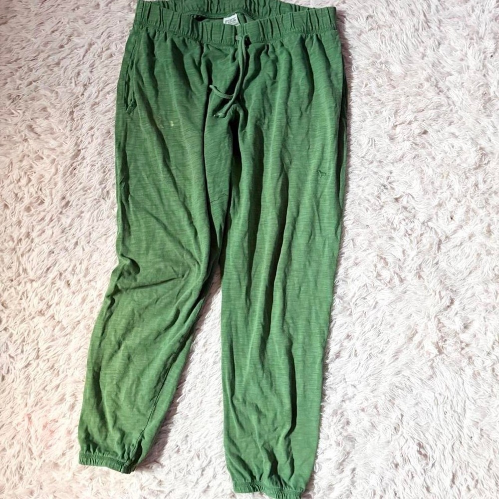 Victoria's Secret PINK Green Lounge Varsity Campus Preppy Joggers Womens XL Gym